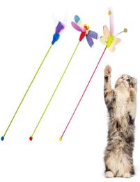 Cat Toys Plastic Pet Toy Wand Funny Dragonfly Carrot Butterfly Catcher Teaser Stick Interactive For Cats Kitten3245055