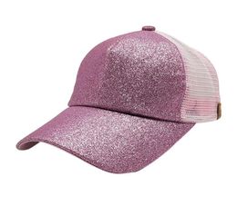 Trendzone 502 2018 Women Baseball Cap Sequins Shiny Messy Bun Snapback Hat Sun Caps 3659789