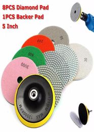 9Pcslot 5 Inch Diamond Polishing Pad Set Granite Marble Concrete Stone Tile Wet Dry For Granite Concrete Marble Ston9448599