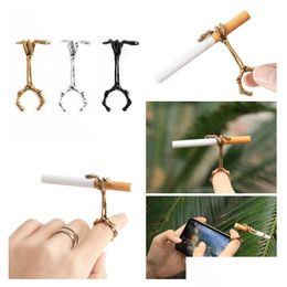 Other Smoking Accessories Metal Finger Clip Cigarettes Holder Ring Rack Vintage Smoker Gift Blunt For Women Men Adts Roach Clips Drop Dh4A7