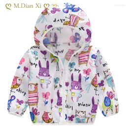 Jackets Kids Unisex Sun Protection Clothing Coat With Hooded Zipper Cute Cartoon Print UV Quick Dry Thin Jacket 2-7years