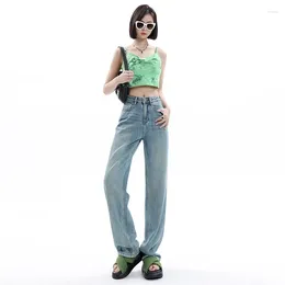 Women's Jeans Retro Wide Leg For Women Spring Loose And High Waisted Versatile Floor Mop Pantsslim Straight Long Pants