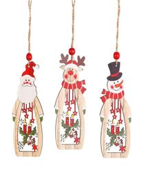 Christmas Tree Decoration Hanging Wooden Hollow Santa Snowman Reindeer Carve Pendant Ornaments Xmas Holiday Party Favours XBJK19108392002