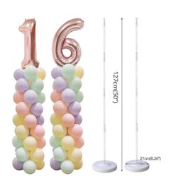 Party Decoration 2Sets Adult Kids Birthday Balloon Column Stand Wedding Arch Baby Shower 100pcs Latex Globos For Number Ballons4779401