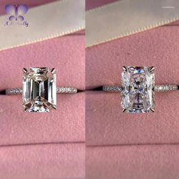Cluster Rings 925 Sterling Silver Emerald Cut 8 11mm SOAN High Carbon Simulated Diamond Engagement Ring Party Fine Jewellery Wholesale