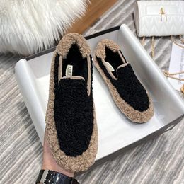 Casual Shoes Big Size Woman All-Match Clogs Platform Loafers With Fur Round Toe Female Sneakers Large Creepers Slip-on