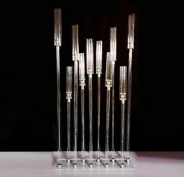 All Clear Acrylic Candlesticks Wedding Candelabra Table Centerpieces Holder Candelabra for Party Home 10 Heads