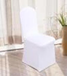 Chair Covers 100pcslot Housse De Chaise Mariage Universal White Stretch Polyester Wedding Party Banquet El4103311