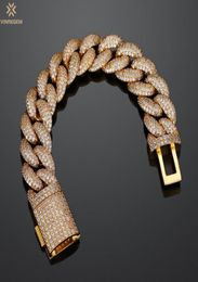 Chains Vinregem Hip Hop Rock 925 Sterling Silver 20MM Created Moissanite Gemstone Classic Miami Chain Bracelets Fine Jewellery Whole9316854