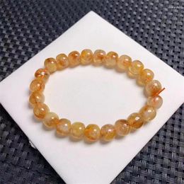 Link Bracelets 8MM Natural Citrine Bracelet Women Trendy Reiki Healing Elastic Yoga Energy Wristband Jewellery Gift 1pcs