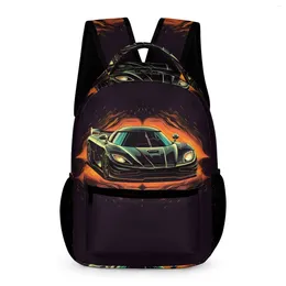 Backpack Ultimate Sports Car Vibrant Tones Vintage Boy Polyester University Backpacks Print Stylish High School Bags Rucksack
