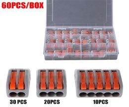 60 PCSBox Wire Connector 2 3 5 Port LeverNut Conductor PCT212PCT213PCT215 Fast Terminal Block Electricos Splitter JK2102X51673911