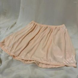 Skirts Length 45cm Summer Glossy See Through Satin Sexy Skirt Women A Line Thin Seamless Short Loose Bottoms