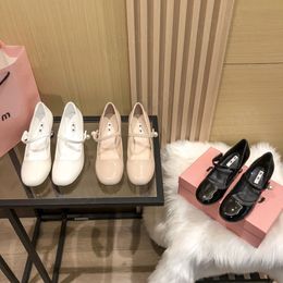 New Luxury Designer MM Women Genuine Leather high heel Single Fashion Lady Round Toe Shoe Light Loafers Ballet shoes size 35-40