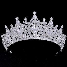 Tiaras Elegant Luxury Silver Color Water Drop Crystal Crown Tiara For Women Wedding Party Bridal Queen Pearl Crown Hair Jewelry