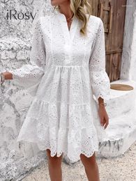 Party Dresses 2024 In Fashion Spring Summer Half Sleeve With Ruffle Hem Female Chic Elegant White Midi Vacation Dress Robe