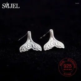 Stud Earrings SMJEL 925 Sterling Silver Whale Tail For Women High Quality Dolphin Mermaid Studs Ear Jewellery Anti-allergy