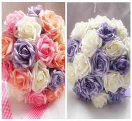 High Quality Artificial Simulation Foam Rose Bouquets Bride Bouquet Bridesmaid Flower Ball Romantic Wedding Flowers Valentine0395419472