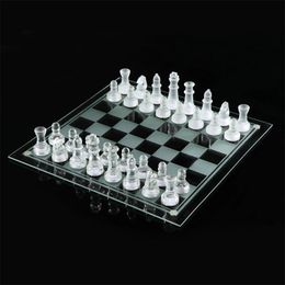 Crystal Chess Set Includes Frosted / Polished Glass Chess Board And 32 Chess Pieces Adult Crystal Chess Set 240415