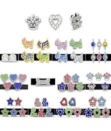 10PCS 8MM Crystal Rhinestone Slide Charms Fit for 8mm Wristband bracelet Belt Pet collar 5 styles can choose LSSC134052233653