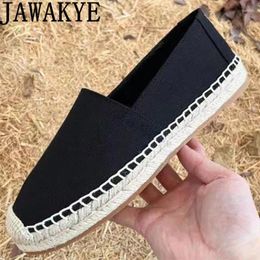 Casual Shoes Spring Slip On Canvas Loafers Flat Women Straw Braid Espadrilles Female Designer Comfort Walk Driving