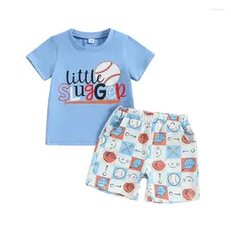 Clothing Sets 0-3Y Toddler Baby Boys Summer Clothes 2pcs Short Sleeve Letter Baseball Print T Shirts And Shorts