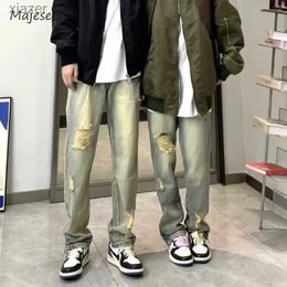 Men's Jeans Couple S-3XL Mens Vintage Autumn Fashion New Harajuku Street Clothing Popular Loose Full Length Trousers Full Match Korean Style WX