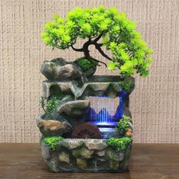 Decorative Figurines Indoor Tabletop Waterfall Fountain Rockery Bonsai Zen Meditation Relaxation Cascading Water Fountains Ornament