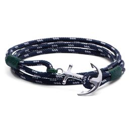 Tom hope bracelet 4 size Southern 3 green thread rope stainless steel anchor charms bangle with box and tag TH109725020