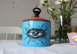 Creative Ceramic Big Eye Candlestick Starry Sky Candle Holder with Hand Lid Candle Jar Diy Candleabras for Home Table Decoration3247915