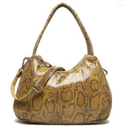 Shoulder Bags Real Leather Handbag Women Serpentine Ladies Roomy Shiny Snake Printing Tote Handbags Fashion