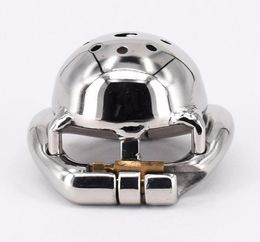 Super Small Device Stainless Steel Short Cock Cage with Stealth lock Ring Prevent Erection Sex Toys For Men4135151