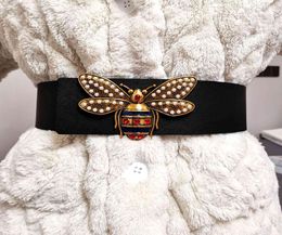 Belts Womens leather luxury belt 7 cm wide bee button European and American style4523397