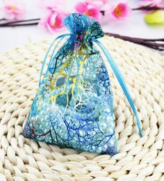 Selling Organza Jewelry Gift Pouch Bags with Drawstring Whole10 x15cm 100pcs Printed Gilding Pattern Package for Candy Nec7728992