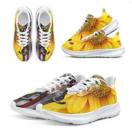 Casual Shoes INSTANTARTS Running For Women American Flag Print Comfortable Breathable Sunflower Sneakers Chaussure