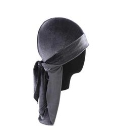 Durag Velutum Pirate Hair Bonnet With Long Tail Hip Hop Velvet Hats Skull Cycling Cap For Adult Mens Women Solid Colour Chemo Hat5470290