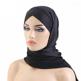 Ethnic Clothing Instant Hijabs Hijab Scarf Jersey Caps Forhead Cross Bonnet Brand Design Muslim Plain Pull On Ready Wear Wrap Head Ramadan