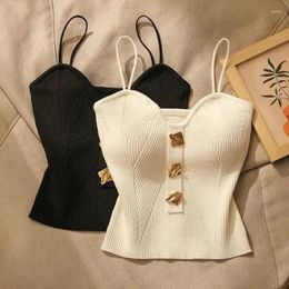 Women's Tanks 2024 Spring French Style Cross-knit Suspender Summer Wear Sexy Beauty Camisole Slim High-end Bottom Bandeau Top