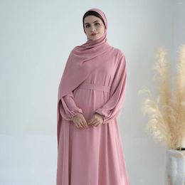 Ethnic Clothing Muslim Dresses For Women Irregular Hem Puff Sleeves Closed Abaya Dubai Turk Islamic Hijabi Robe Ramadan (No Scarf)