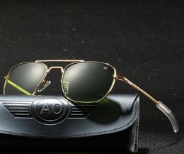 Sunglasses With Case Aviation AO Men Designer Sun Glasses For Male American Army Military Optical Glass Lens Carton7905147