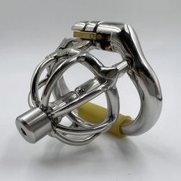 Stainless Steel Chastity Device with Urethral Catheter and AntiShedding RingCock CagePenis RingS055A 240423
