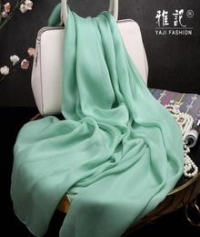 Scarves Women Fashion 100 Silk Scarf Soft Elegant Green Pure Solid Colour Female Hangzhou Square Shawl Long Spring Autumn Winter S18759098