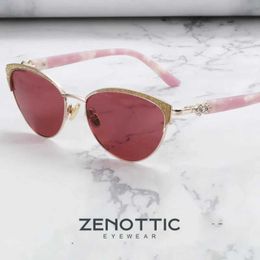 Sunglasses ZENOTTIC Design Metal Acetate Cat Eye Sunglasses Fashion Women Polarised Sun Glasses UV400 Protection Female Shades 630013 d240429