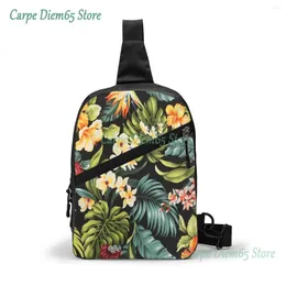 Backpack Sling Bag Hawaiian Flowers Chest Package Crossbody For Cycling Travel Hiking