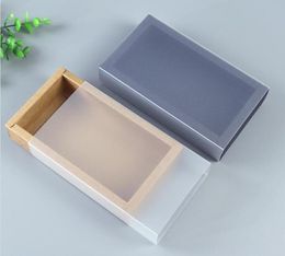 9 sizes Kraft black white gift packaging box with window kraft carton paper gift paper box with lid carton cardboard5637093