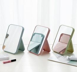 Desktop Folding Portable Makeup Mirror Student Dormitory Desktop Small Solid Colour Plastic Mirrors wzg TB20009920332