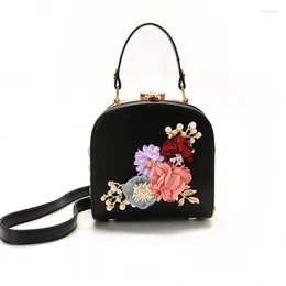 Shoulder Bags Flower Women Bag PU Leather Evening Beauty Wedding Party Handbag 5 Colours Female Pearl Crossbody