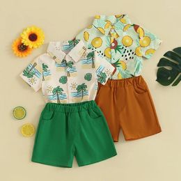 Clothing Sets Summer Boy Cotton Casual Children's Wear Baby Boys Fruiree Print Shirt Shorts Pants 2 Pcs Clothes