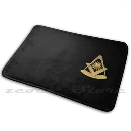 Carpets Freemason Gold Square & Compass Black Background Past Master Masonic Soft Non-Slip Mat Rug Carpet Cushion