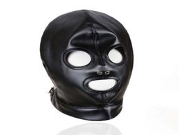 Bondage Quality Soft PU Leather Breathable Mask Hood Open Mouth Eyes Wet look Q763803242